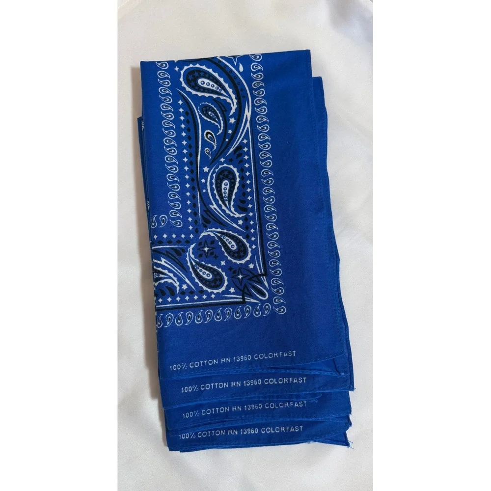Lot of 18 Vintage Paisley Bandanas RN 13960 Paris Accessories Black Red Blue USA
